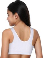 ⁦ديشيكا حمالة صدر رياضية للبنات، حمالة صدر قطنية غير مبطنة للمبتدئين، حمالات صدر للمراهقين بدون اسلاك لصالة الالعاب الرياضية والتمرين واليوغا سهلة الارتداء مزدوجة الطبقات بتغطية كاملة - عبوة من 4 قطع⁩ - الصورة ⁦4⁩