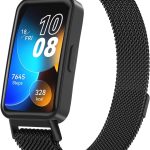 اوميدا سوار معدني لساعة هواوي باند 8، سوار بديل من الستانلس ستيل قابل للتعديل مع ابزيم مغناطيسي لساعة هواوي باند 8 للنساء والرجال