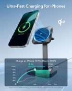 ⁦ESR شاحن كيو اي 2 3 في 1 ماج سيف مع كريو بوست، [معتمد] شاحن ساعة ابل، قاعدة شحن لاسلكية لتبريد الهاتف، ايفون 17/16/15/14/13/12 سلسلة ايربودز وساعة ابل، اسود⁩ - الصورة ⁦3⁩