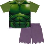 مارفيل طقم بيجامة قطن 100% باكمام قصيرة من هالك نوفيلتي، افينجرز، اخضر