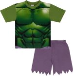 مارفيل طقم بيجامة قطن 100% باكمام قصيرة من هالك نوفيلتي، افينجرز، اخضر