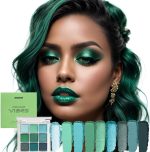 ⁦باليت ظلال عيون خضراء من جراجرا، 9 الوان لامعة، ظلال عيون لامعة وغير لامعة، مكياج ظلال عيون عالي الاصطباغ، باليت مكياج ظلال عيون بلون بارد مقاوم للماء⁩ - الصورة ⁦4⁩