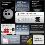 ⁦لا شيء هاتف ذكي برو (3a) بشاشة اموليد 6.77 انش 120Hz وكاميرا امامية 50MP ومعالج سناب دراجون 7s الجيل الثالث، بلوتوث 5.4، مقاوم للماء IP64، 5000mAh، شريحة نانو مزدوجة، اندرويد 15، 12+256GB، اسود⁩ - الصورة ⁦2⁩