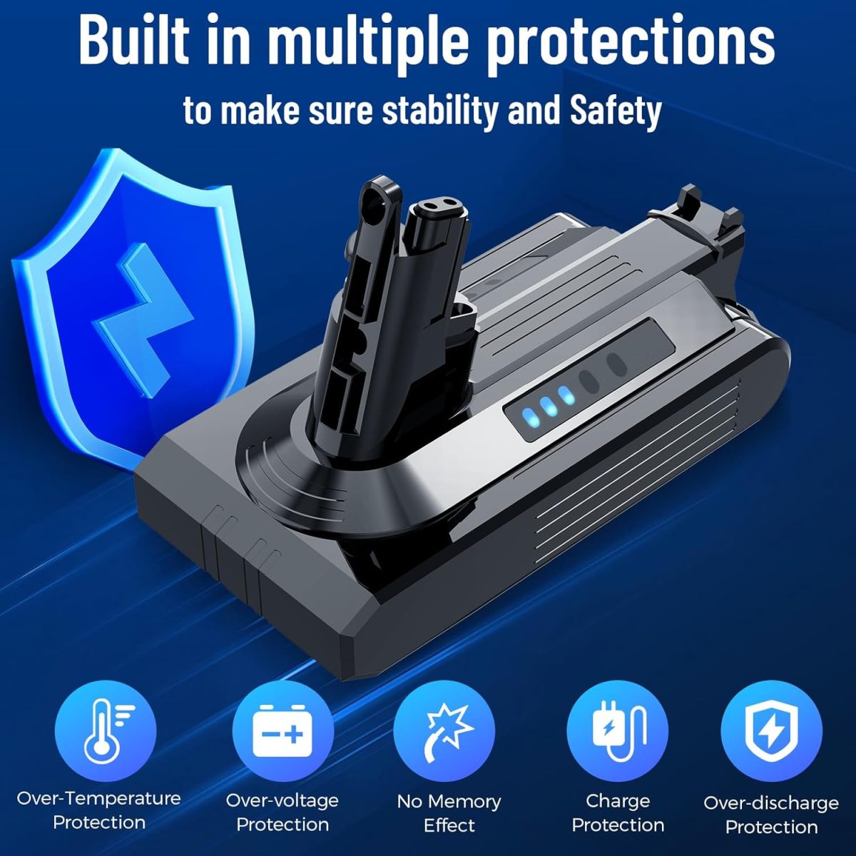 ⁦اري بطارية V10 متوافقة مع مكنسة دايسون V10 انيمال V10 ابسولوت V10 موتور هيد V10 فلافي V10 توتال كلين (25.2 فولت 3800mAh)⁩ - الصورة ⁦7⁩