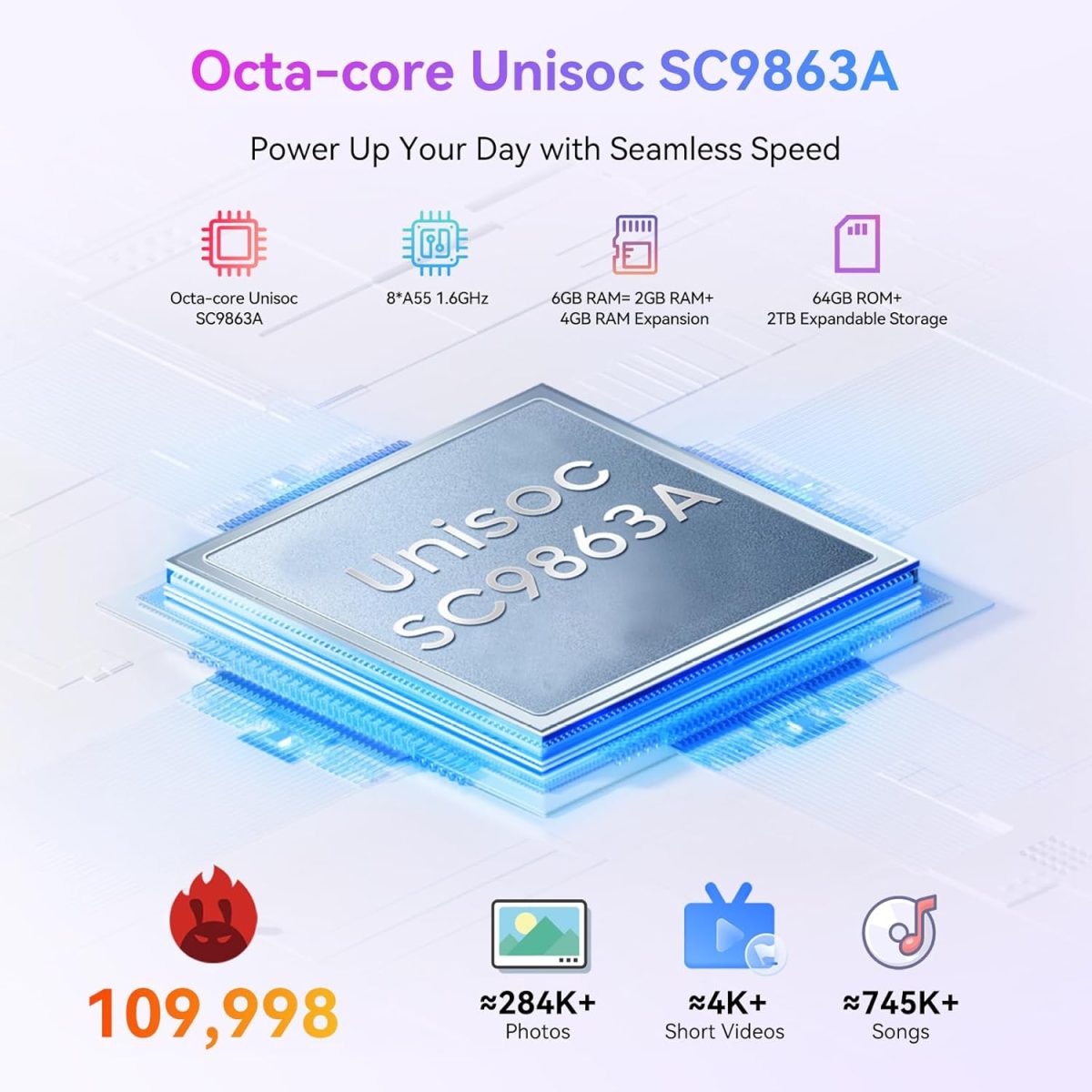 ⁦بلاك فيو جوال ويف 8C غير مقفل بنظام اندرويد 14، ثماني النواة 6GB+64GB/SD 2TB، هاتف ذكي 5000mAh، 6.59 انش HD، ضمان لمدة عامين، 3 فتحات بطاقات، 4G مزدوج تي موبايل، مقبس سماعة راس 3.5 ملم⁩ - الصورة ⁦3⁩