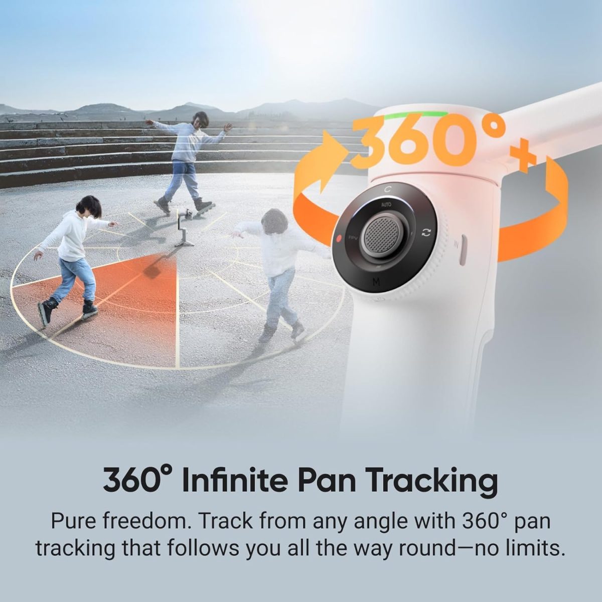 ⁦انستا360 فلو 2 برو جراي - جيمبال قابل للطي بتقنية الذكاء الاصطناعي، متعدد الاشخاص وتتبع دوران 360 درجة، حامل ثلاثي مدمج / عصا سيلفي، مثبت محمول لايفون/اندرويد⁩ - الصورة ⁦8⁩