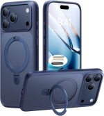 توراس جراب مغناطيسي من اوستاند لموبايل ايفون 17 برو ماكس، متوافق مع ماج سيف، درجة عسكرية مضادة للصدمات، مسند ثابت مرن وحامل حلقي، جراب نحيف شفاف 17 برو ماكس 6.9 انش، ازرق داكن