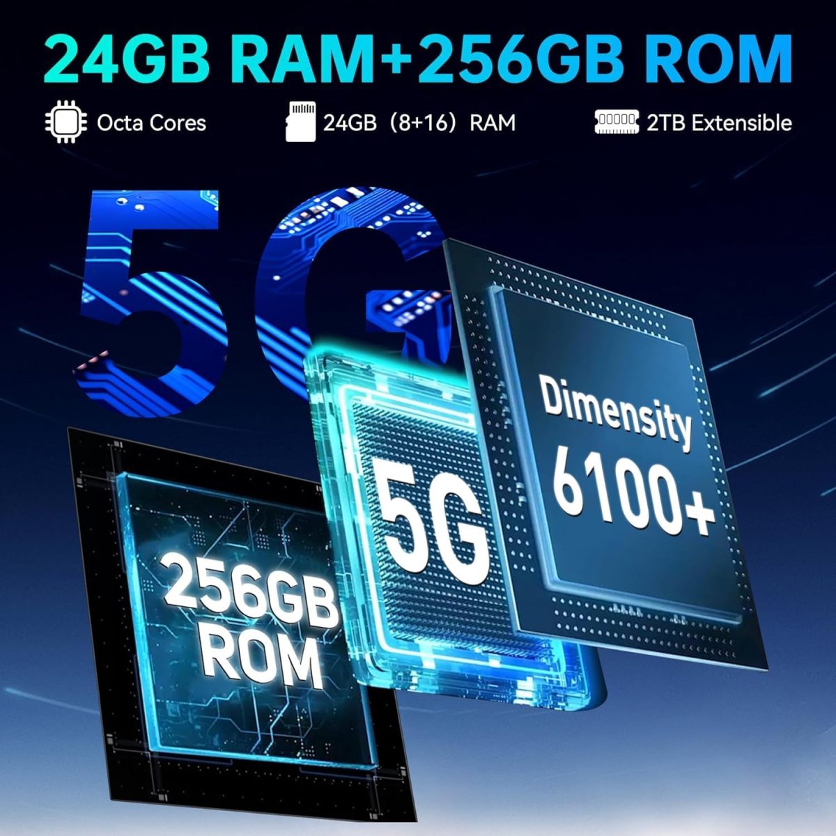 ⁦هاتف ذكي WP35 5G متين 11000mAh 24GB+256GB اندرويد 14 64 ميجابكسل ان اف سي⁩ - الصورة ⁦2⁩