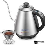 غلاية كهربائية بعنق اوزة، تحكم متغير في درجة الحرارة، غلاية صب كهربائية للقهوة والشاي، 2200 واط، 1.0 لتر، تحافظ على الدفء، مزودة بمنقط قهوة (تحكم في درجة الحرارة)