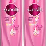 شامبو صانسيلك للشعر الضعيف والخفيف بقوة ولمعان مع بروفيتامين B5 وزيت الارجينين وجوز الهند، 400 مل (عبوة من قطعتين)