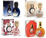 هميدي زيت عطري خالي من الكحول 15 مل، عبوة من 4 قطع متنوعة من عطر ريل اكس + لمسة هرير + بلوم + شانتيلي للنساء