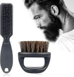 فرشاة لحية وشارب للرجال، فرشاة حلاقة للشعر الطبيعي، تصفيف وتنظيف شعر الوجه، فرشاة شعر للرجال للشعر القصير (اسود)
