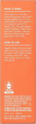 ⁦e.l.f. سيروم فيتامين C + E + فيروليك من سكين برايت ايكون، سيروم لتفتيح وتهدئة الوجه، يساعد على توحيد لون البشرة، نباتي ولم يتم اختباره على الحيوانات، 1.0 اونصة سائلة⁩ - الصورة ⁦8⁩