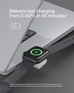 ⁦بلكن شاحن ساعة ابل USB نوع سي محمول من بوست تشارج - شاحن يو اس بي نوع سي معتمد من ام اف اي لساعة ابل سلسلة 9 وسلسلة 8 وسلسلة 7 والترا وغيرها - متوافق مع ماك بوك وايفون 15 والمزيد - ابيض⁩ - الصورة ⁦3⁩