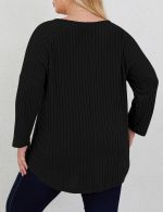 ⁦زامووتاي بلايز مقاس كبير للنساء باكمام ملفوفة 3/4 بقبة V وسحاب ولون سادة خفيف الوزن⁩ - الصورة ⁦4⁩