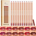 مجموعة اقلام تحديد الشفاه من 12 قطعة بلون بني ووردي واحمر من بيور ناتشورال اوك، اقلام مكياج شفاه ناعمة وعالية الاصطباغ (01، مجموعة اقلام تحديد شفاه)