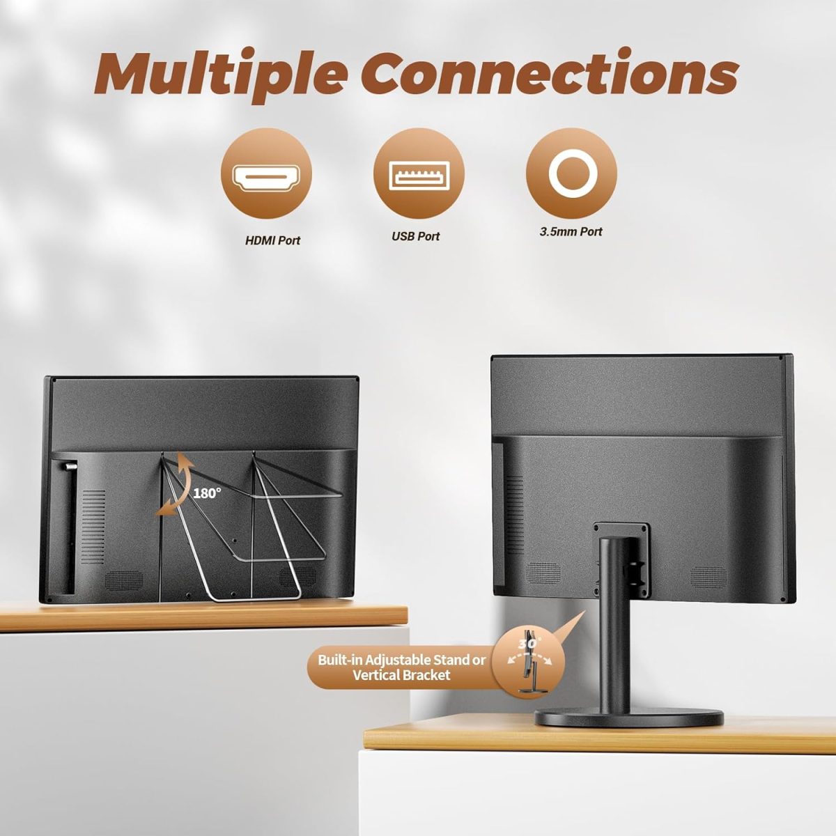 ⁦ديسوبري ترقيات جديدة 22 بوصة تلفزيون صغير 1080P، مدخلات HDMI USB ايه في، تلفزيون صغير مع هوائي وموالف DVB-T2 - تلفزيون صغير 12 فولت للمطبخ والمنزل والمنازل المتنقلة، يستخدم كشاشة كمبيوتر او شاشة⁩ - الصورة ⁦3⁩