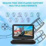 ⁦مشغل دي في دي محمول 10.1 انش من كيه سي ار بشاشة LED، تلفزيون مدمج، DVB-T2، بطارية قابلة لاعادة الشحن USB/HDMI/AV ومكبر صوت ستيريو مزدوج، تلفزيون صغير للاطفال والسيارة والسفر⁩ - الصورة ⁦5⁩