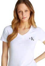 ⁦تي شيرت نسائي برقبة على شكل حرف V مزين بلوجو مونولوجو، عبوة من قطعتين⁩ - الصورة ⁦3⁩