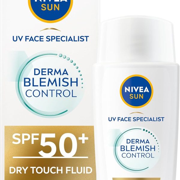 نيفيا سائل ديرما للتحكم في عيوب الوجه من صن يو في، يعمل باللمس الجاف بعامل حماية من الشمس 50+، مع نياسيناميد، للبشرة المعرضة للشوائب، لا يسد المسام، للبشرة المختلطة، غير دهنية، 40 مل