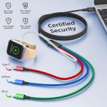 ⁦شاحن ترافل 4 في 1 لاجهزة اي ووتش وايفون، كيبل شحن متعدد مع USB-C وMicro USB وشاحن لاسلكي، متوافق مع ساعة ابل الترا/اس اي/9/8/7/6/5 وايفون 15/14/13 وجالكسي واندرويد⁩ - الصورة ⁦4⁩