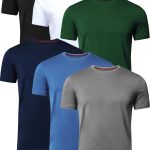 فول تايم سبورتس مجموعة من 6 قطع متنوعة باكمام قصيرة، بلايز كاجوال، عبوة متعددة، تيشيرتات برقبة دائرية ضيقة للرجال من تيك