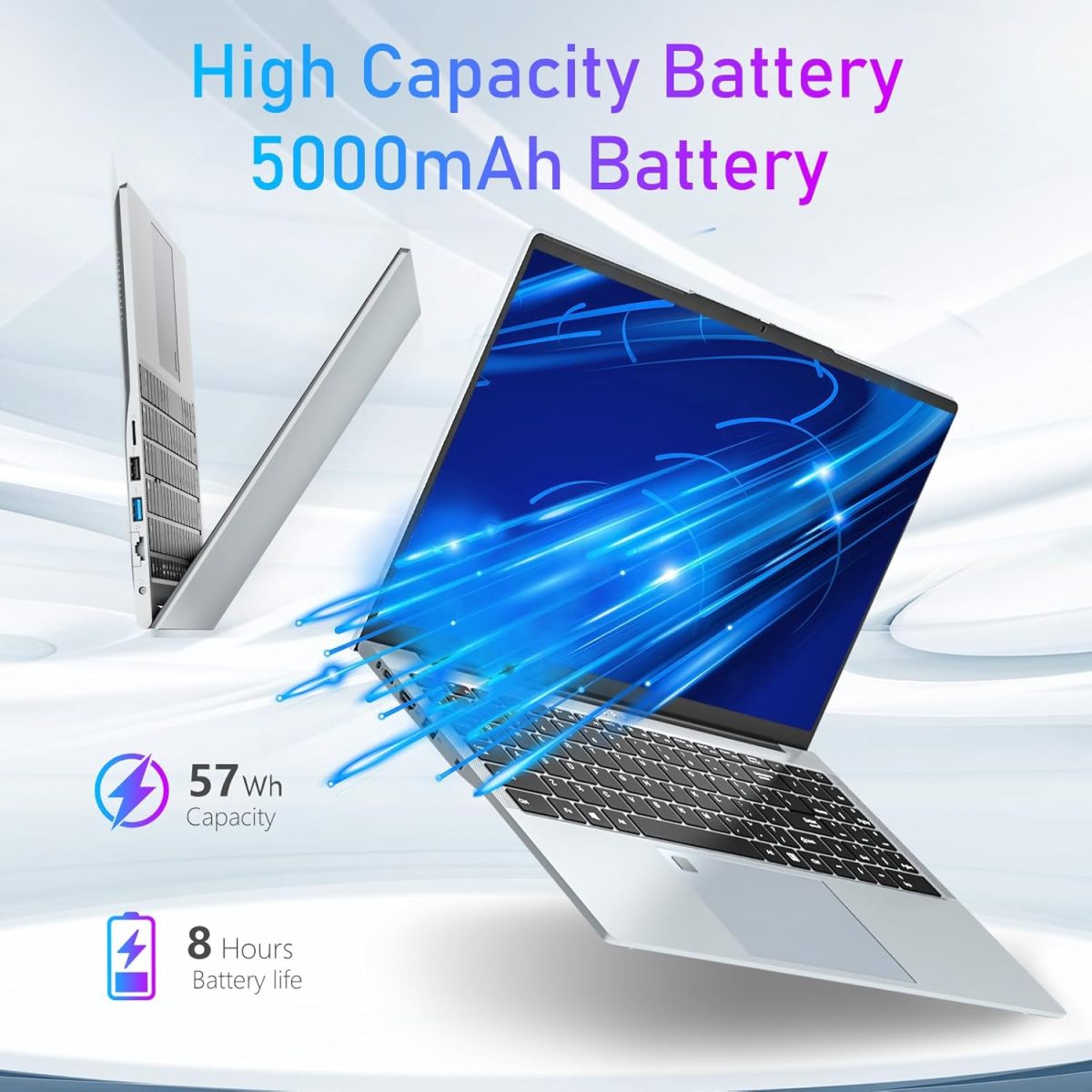 ⁦لابتوب العاب 15.6 انش i9-11900H، FHD 1920*1080، 32GB LPDDR4 RAM 1TB SSD، لابتوب تقليدي 180 زاوية مفتوحة واي فاي 5 HDMI كيبورد باضاءة خلفية مع لوحة مفاتيح رقمية ويندوز 11 برو⁩ - الصورة ⁦6⁩