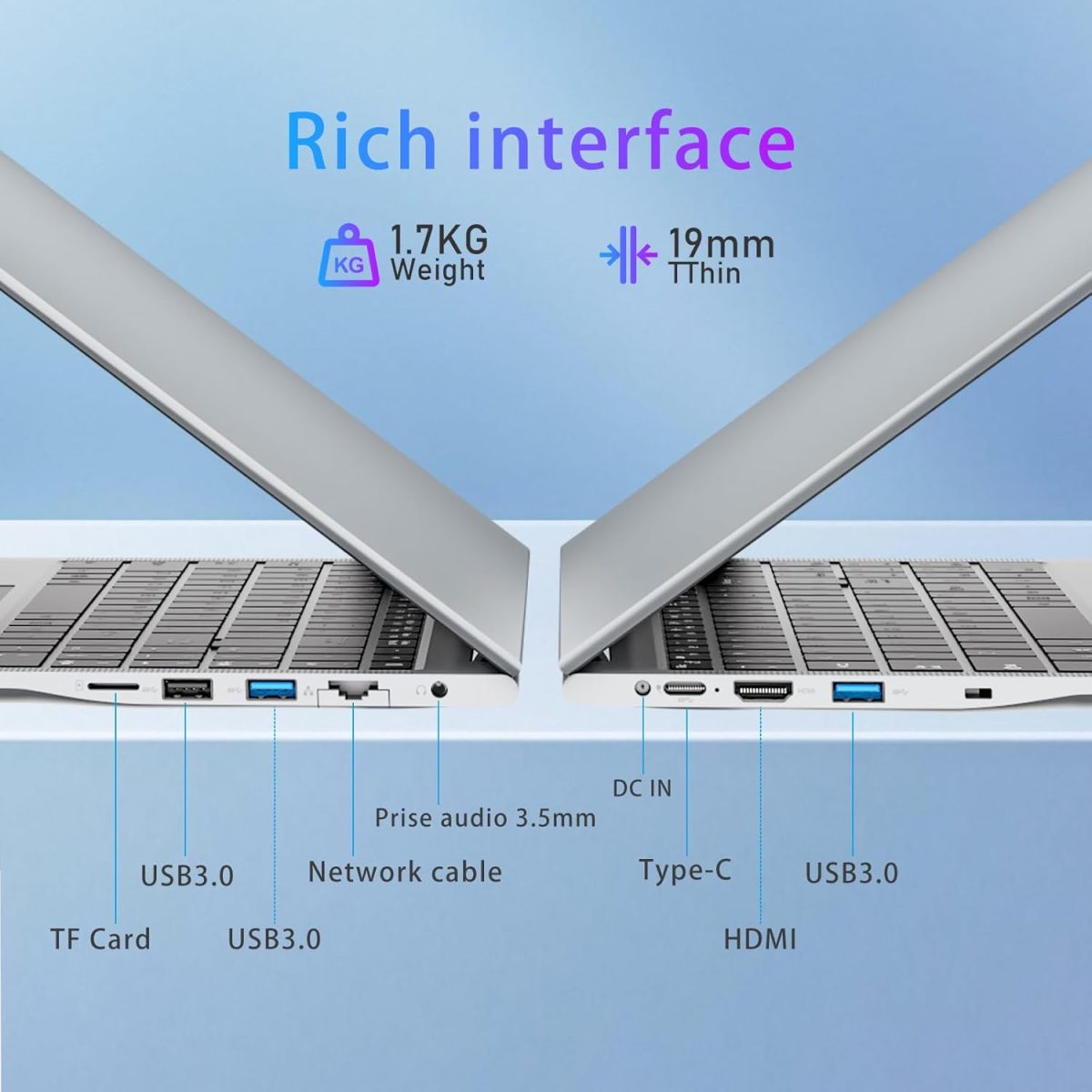 ⁦لابتوب العاب 15.6 انش i9-11900H، FHD 1920*1080، 32GB LPDDR4 RAM 1TB SSD، لابتوب تقليدي 180 زاوية مفتوحة واي فاي 5 HDMI كيبورد باضاءة خلفية مع لوحة مفاتيح رقمية ويندوز 11 برو⁩ - الصورة ⁦4⁩
