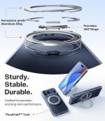 ⁦توراس حامل قابل للدوران 360 درجة لموبايل ايفون 17 برو ماكس، متوافق مع ماج سيف، حماية من الدرجة العسكرية، قبضة مريحة رفيعة، تحكم في الكاميرا، اوستاند O3 فيتنس 6.9 انش، شفاف⁩ - الصورة ⁦2⁩