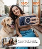 ⁦توراس حامل قابل للدوران 360 درجة لموبايل ايفون 17 برو ماكس، متوافق مع ماج سيف، حماية من الدرجة العسكرية، قبضة مريحة رفيعة، تحكم في الكاميرا، اوستاند O3 فيتنس 6.9 انش، شفاف⁩ - الصورة ⁦6⁩