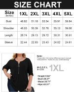 ⁦زامووتاي بلايز مقاس كبير للنساء باكمام ملفوفة 3/4 بقبة V وسحاب ولون سادة خفيف الوزن⁩ - الصورة ⁦5⁩