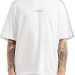 ارماني اكستجينج تي شيرت للرجال بمقاس كبير ونص مركزي على الامام والخلف