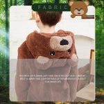 ⁦بيجامة من قطعة واحدة بتصميم دب بني من الفلانيل بمقاس محكم للاطفال الاولاد والبنات⁩ - الصورة ⁦6⁩