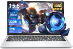 لابتوب العاب 15.6 انش i9-11900H، FHD 1920*1080، 32GB LPDDR4 RAM 1TB SSD، لابتوب تقليدي 180 زاوية مفتوحة واي فاي 5 HDMI كيبورد باضاءة خلفية مع لوحة مفاتيح رقمية ويندوز 11 برو