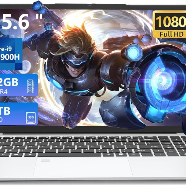 لابتوب العاب 15.6 انش i9-11900H، FHD 1920*1080، 32GB LPDDR4 RAM 1TB SSD، لابتوب تقليدي 180 زاوية مفتوحة واي فاي 5 HDMI كيبورد باضاءة خلفية مع لوحة مفاتيح رقمية ويندوز 11 برو