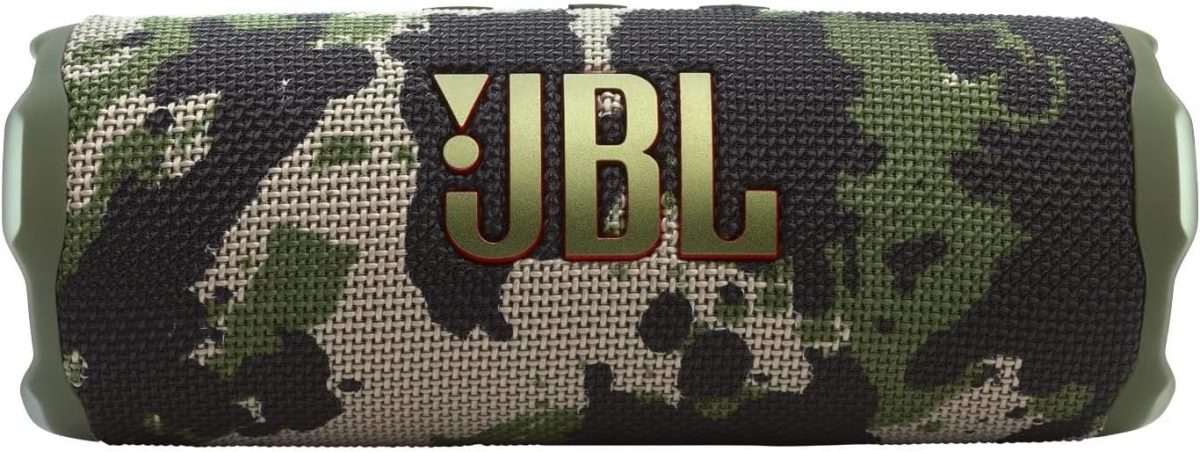 ⁦JBL مكبر صوت بلوتوث محمول فليب 7، مقاوم للماء والغبار والغبار والسقوط، نظام دفع قفل، تعزيز صوت الذكاء الاصطناعي، بطارية 16 ساعة، حافظة حماية صلبة ميجين (مموه)⁩ - الصورة ⁦2⁩