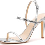 صندل بكعب عالي باشرطة للنساء مفتوح من الامام بحزام للكاحل، حذاء مريح لحفلات الزفاف