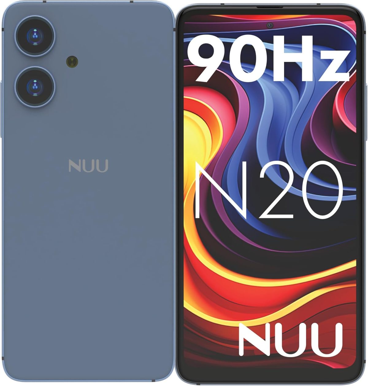 نو جوال N20 بيسيك لتي-موبايل، مينت، ميترو، كيولينك، تيلو واكثر 6GB/128GB، مثالي للمراهقين، ثنائي شرائح الاتصال 4G، ثماني النواة 6.6 انش 90Hz HD+، جوال اندرويد 14، ضمان امريكي (ازرق)
