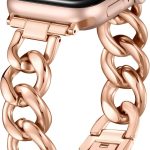 يو بيك سوار معدني متوافق مع سوار ساعة ابل 40 ملم 38 ملم 41 ملم 42 ملم 44 ملم 45 ملم 46 ملم للنساء - سوار ساعة سلسلة فاخر لسلسلة اي ووتش 10 9 8 7 6 5 4 3 2 1 اس اي