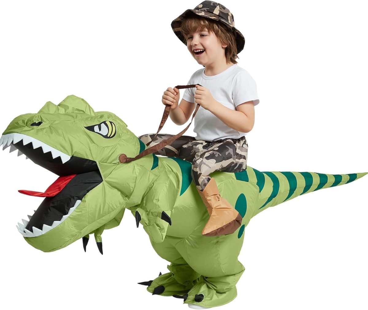 ⁦One Casa Inflatable Dinosaur Costume Riding T Rex Air Blow up Funny Fancy Dress Party Halloween Costume for Kids⁩ - الصورة ⁦4⁩