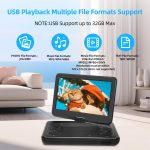 ⁦مشغل دي في دي محمول 10.1 انش من كيه سي ار بشاشة LED، تلفزيون مدمج، DVB-T2، بطارية قابلة لاعادة الشحن USB/HDMI/AV ومكبر صوت ستيريو مزدوج، تلفزيون صغير للاطفال والسيارة والسفر⁩ - الصورة ⁦6⁩