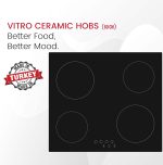 ⁦نوبل مواقد مدمجة سيراميك فيترو 60 سم، سطح زجاجي اسود سيران، لوحة لمس مضيئة LED، قفل امان للاطفال، سطح زجاجي عالي المقاومة وسهل التنظيف، 9 مراحل طاقة، NBH6041VH اسود⁩ - الصورة ⁦2⁩