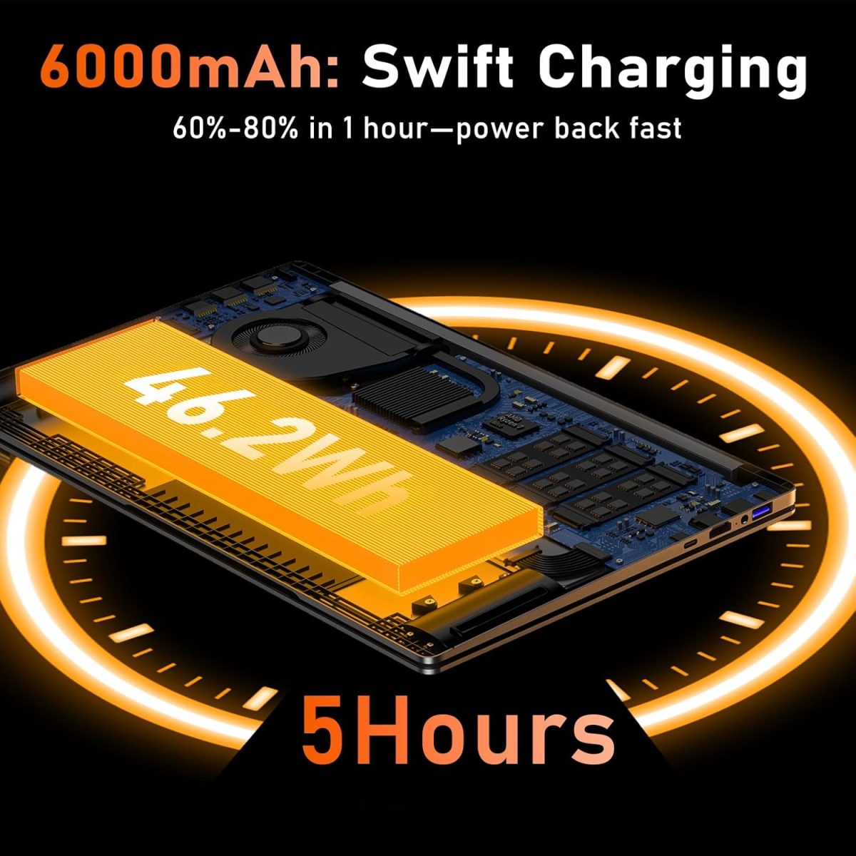 ⁦لابتوب العاب شيفو يو 2025 R7 5700U (8C/16T حتى 4.3GHz) وRAM 16GB وSSD 1TB وشاشة FHD 15.6 انش وبطاقة عرض مرئي راديون RX فيجا 8 وبطارية 5 ساعات وكيبورد باضاءة خلفية وUSB 3.2 ومنفذ نوع C وفتح FP⁩ - الصورة ⁦4⁩