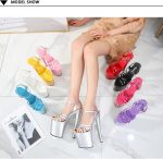 ⁦صندل نسائي من موديل كات ووك بكعب عالي 20 سم، صندل بكعب عالي وحزام متقاطع، صندل لحفلات الرقص⁩ - الصورة ⁦2⁩