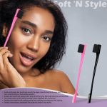 ⁦سوفت ان ستايل فرشاة شعر مزدوجة الجوانب للتحكم في الحواف من مايا بيوتي، عبوة من قطعتين باللونين الزهري والاسود⁩ - الصورة ⁦4⁩