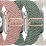 سوار نايلون مرن لساعة ابل 38/40/41/42/44/45/49 ملم، اساور معصم بحلقة فردية قابلة للتعديل لسلسلة اي ووتش 8/7/6/5/4/3/2/1/SE/الترا