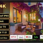 إليكسونج تلفزيون اندرويد ذكي مقاوم للماء 55 بوصة للاماكن الخارجية 2000 وحدة مضيئة في البكسل 4K، دولبي اتموس، HDR 10 مقاوم للطقس يدعم بلوتوث وواي فاي