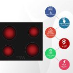 ⁦نوبل مواقد مدمجة سيراميك فيترو 60 سم، سطح زجاجي اسود سيران، لوحة لمس مضيئة LED، قفل امان للاطفال، سطح زجاجي عالي المقاومة وسهل التنظيف، 9 مراحل طاقة، NBH6041VH اسود⁩ - الصورة ⁦3⁩