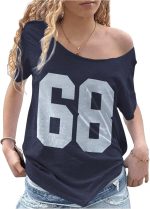 تي شيرت كاجوال باكمام قصيرة وقبة غير متماثلة بدون اكتاف للنساء من جورجليتر