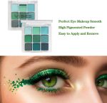 ⁦باليت ظلال عيون خضراء من جراجرا، 9 الوان لامعة، ظلال عيون لامعة وغير لامعة، مكياج ظلال عيون عالي الاصطباغ، باليت مكياج ظلال عيون بلون بارد مقاوم للماء⁩ - الصورة ⁦5⁩